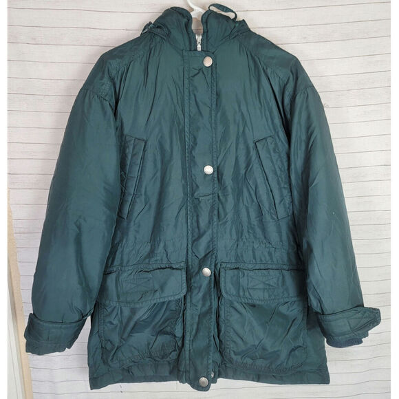 Eddie Bauer Vintage Goose Down Puffer Jacket in Hunter Green, sz Mediun - Picture 1 of 16